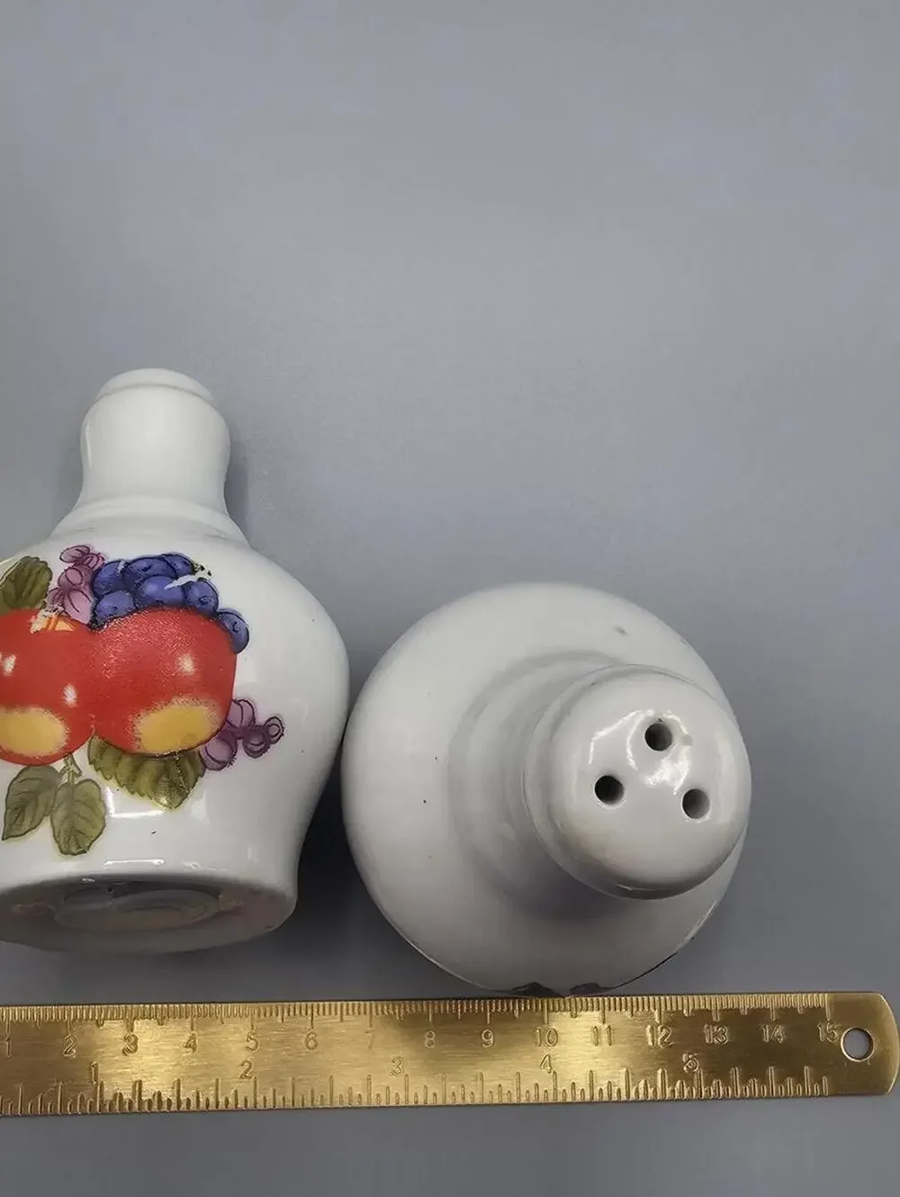 Vintage Ceramic Salt and Pepper Shakers with Fruit Design